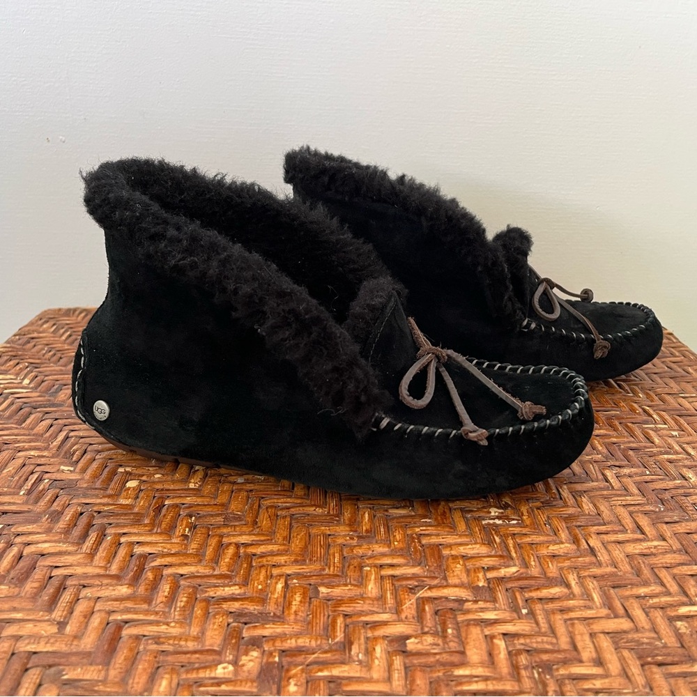 Black suede Ugg Alena slippers size 8